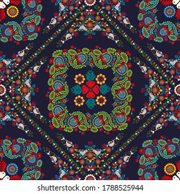 Seamless pattern design inspired by traditional Hungarian embroidery