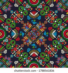 Seamless pattern design inspired by traditional Hungarian embroidery