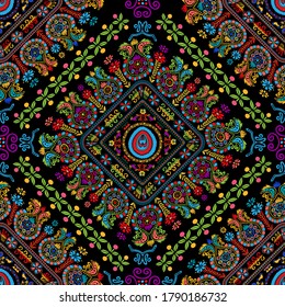 Seamless pattern design inspired by traditional Hungarian embroidery