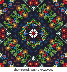 Seamless pattern design inspired by traditional Hungarian embroidery