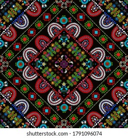 Seamless pattern design inspired by traditional Hungarian embroidery