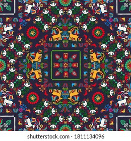 Seamless pattern design inspired by traditional Hungarian embroidery