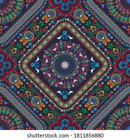 Seamless pattern design inspired by traditional Hungarian embroidery