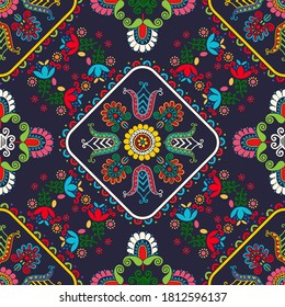 Seamless pattern design inspired by traditional Hungarian embroidery
