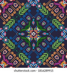 Seamless pattern design inspired by traditional Hungarian embroidery