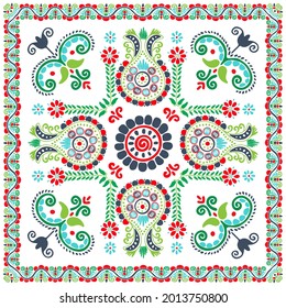 Seamless pattern design inspired by traditional Hungarian embroidery