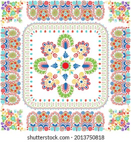 Seamless pattern design inspired by traditional Hungarian embroidery