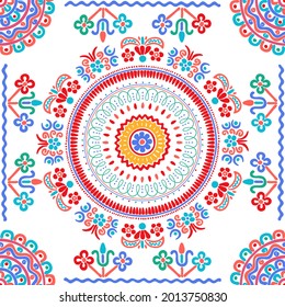 Seamless pattern design inspired by traditional Hungarian embroidery