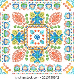 Seamless pattern design inspired by traditional Hungarian embroidery
