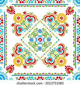 Seamless pattern design inspired by traditional Hungarian embroidery