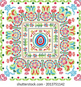 Seamless pattern design inspired by traditional Hungarian embroidery