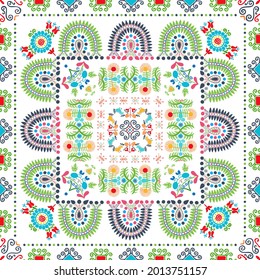 Seamless pattern design inspired by traditional Hungarian embroidery