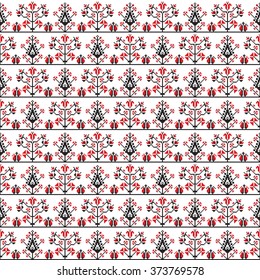 Seamless pattern design inspired by Romanian traditional embroidery