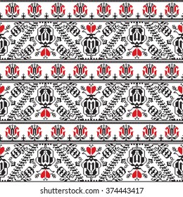 Seamless pattern design inspired by Romanian traditional embroidery
