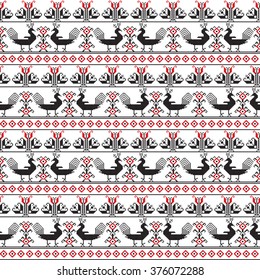 Seamless pattern design inspired by Romanian traditional embroidery
