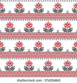 Seamless pattern design inspired by Romanian traditional embroidery