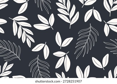 Nahtloses Muster Design mit Blättern. Blumen- und Blattmuster für Stoff, Baumwolle, Tapete, Satin, Geschenkverpackung, Teppich, Hintergrund