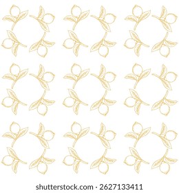 seamless pattern design with lemon fruit hand drawing