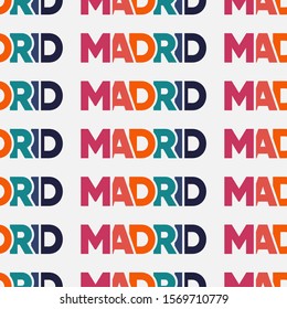 Seamless Pattern Design of Madrid Spain City Nation Colorful