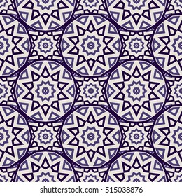 Seamless pattern design. Mandala round elements. Ethnic colorful background. For textile, print, carpet and other decoration. Vector  illustration