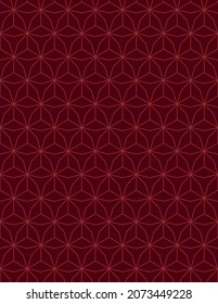 Seamless Pattern design with a minimalist style in mosaic with red and burgundy colors. Background with a geometric pattern with three-dimensional hexagons