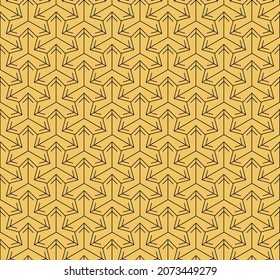 Seamless Pattern design with a minimalist style mosaic with mustard yellow and black colors. Cone background a geometric pattern cone black triangles