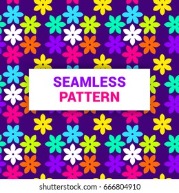 Seamless Pattern Design of multicolor flowers vector background wallpaper print ready quality