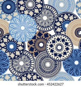 Seamless pattern  for design. multicolored elements of the mandala, tribal texture