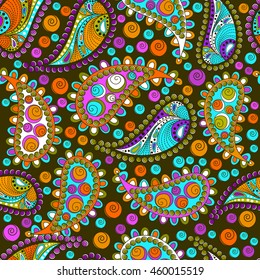 Seamless pattern for design. multicolored elements of the Paisley, tribal texture