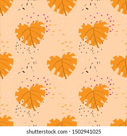 seamless pattern design of nature leaves in autumn season. Can use for print, template, fabric, presentation, textile, banner, poster, wallpaper