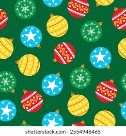 Seamless pattern design New Christmas Collections, Christmas balls seamless pattern. Christmas Tree Balls are decorated with snowflake patterns. Christmas Tree Balls. Xmas design for wrappers covers,