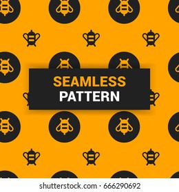 Seamless Pattern Design of orange and black honeybees vector background wallpaper print ready