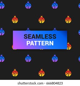 Seamless Pattern Design of orange and blue gradient ladybugs vector background wallpaper print ready quality