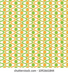 Seamless pattern, design of orange and green ovals and circles, modern