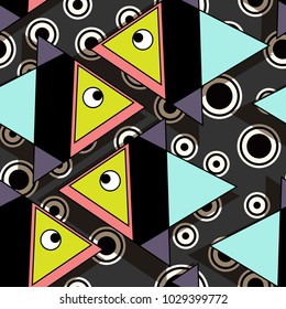 Seamless pattern, design ornament, decorative elements, geometry fishes