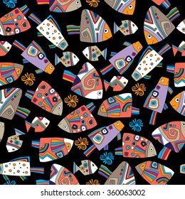 Seamless pattern; design; ornament; decorative elements;  fish