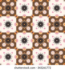 Seamless pattern design with ornament. Perfect chess pattern for any other kind of design, mehndi, yoga, india, arabic