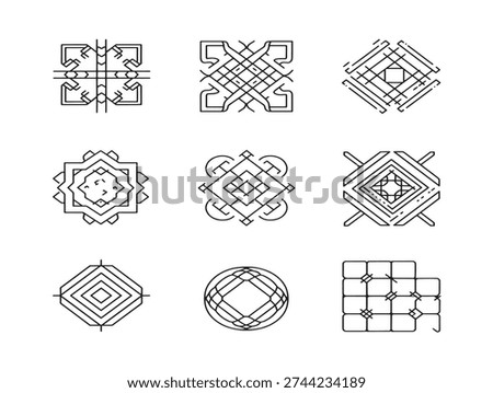 Seamless pattern design outline icons in gorgeous decorative style