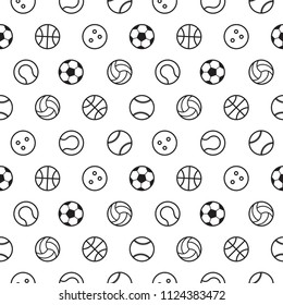 seamless pattern design outline sports balls