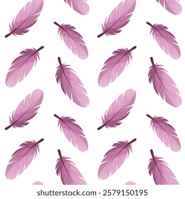 Seamless pattern design with pink feathers. Romantic, magic love, valentine's day, esoteric concept. Vector illustrations for scrapbooking, wrapping paper, background, wallpaper.
