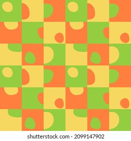 seamless pattern design of plaid and plus attractive circles of spots