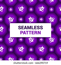 Seamless Pattern Design of purple and white honeybee and honeycomb vector background wallpaper print ready