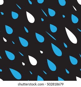 Seamless pattern design with random rain drops falling diagonally, elegant and simplistic repeating surface pattern