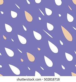 Seamless pattern design with random rain drops falling diagonally, elegant and simplistic repeating surface pattern