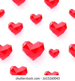 Seamless pattern design red heart on white background for valentine day or romantic moment, invitation, decoration, greeting card