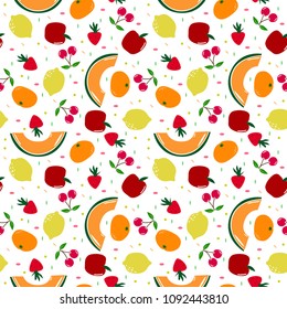 seamless pattern design with simple fruits shape element
