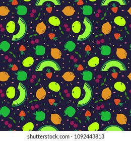 seamless pattern design with simple fruits shape element