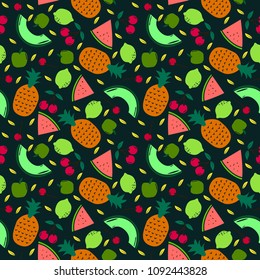 seamless pattern design with simple fruits shape element