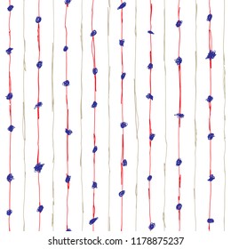 Seamless pattern design with sloppy doodle stripes and knots or dots, abstract repeating background for web and print