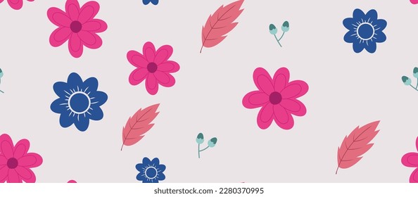 Seamless pattern design. small floral and plants on white background